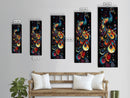 Dynamic Peacock Framed Canvas Print with Swirling Colors, Vibrant Bird Art Perfect Vertical Wall Art and Boho Home Decor Accent