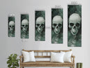 Minimalist Skull Canvas Print in Dark Green Tones, Wabi Sabi Art with Rustic Decor Style, Perfect for Unique Wall Art Accent