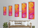Bright Pink Orange Abstract Swirls Canvas Print, Vertical Skinny Art, Pink Orange Dorm Wall Art, Minimalist Artistic Decor