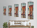 Rustic Cowboy Boots Canvas Print, Coastal Cowgirl Wall Art, Farmhouse Rustic Decor, Western Style Vertical Skinny Artwork