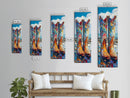 Vibrant Western Boots Framed Canvas Print, Coastal Cowgirl Artwork, Farmhouse Rustic Decor, Bright Living Room Vertical Art