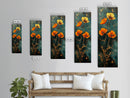 Elegant Poppy Bouquet Framed Canvas Print | California Poppy Art | Botanical Prints | Vertical Art | Rustic Wall Art | Fall Decor