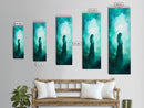 Moonlit Goddess Canvas Print Featuring Moody Woman Painting, Afrocentric Wall Art, And Above Bed Wall Art With Blue Green Hues