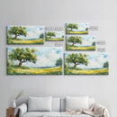 Sunny Meadow Elegance Canvas Print Featuring Oak Tree Art and Wildflower Painting Rustic Decor for Living Room Wall Art