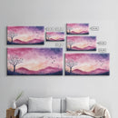 Twilight Meadow Framed Canvas Print, Whimsical Starry Night Art, Moody Nature Painting, Dreamy Purple Landscape, Wall Decor Gift Idea