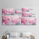 Wildflower Painting Canvas Print, Vibrant Daisy Wall Art with Light Pink Abstract Background, Whimsical Art for Bedroom Decor