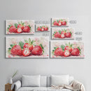 Strawberry Still Life Canvas Print - Bright Red Fruit Rustic Kitchen Art Food Review Artwork Light Pink Wall Art Rustic Decor