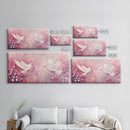 Romantic Doves Framed Canvas Print, Whimsical Pink and White Wall Art, Cherry Blossom Painting, Bedroom or Living Room Gift Idea