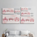 Pink Crown Trio Canvas Print Whimsical Art Princess Aesthetic Dorm Decor Light Pink Art Bedroom or Living Room Artwork Gift Idea