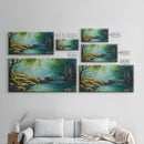 Serene Waterfall Landscape Framed Canvas Print Above Sofa Rustic Decor Living Room Art Peaceful Nature Scene Artwork Farmhouse Wall Art