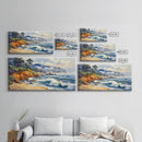 Framed Canvas Print of Scenic Coastal Cliffs and Ocean Waves, Nautical Landscape Art Gift, Rustic Coastal Home Decor