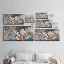 Swirling Blue Orange Canvas Print, Geometric Wall Art Nautical Rustic Decor, Moody Abstract Artwork Idea Horizontal Living Room Design