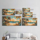 Sunset Surf Shack Canvas Print Nautical Wall Art Coastal Painting Rustic Decor Tropical Landscape Art Extra Wide Art Bedroom Art
