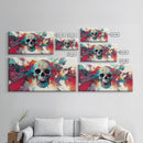 Abstract Skull Art Framed Canvas Print, Moody Colorful Halloween Wall Decor, Unique Living Room Art, Vibrant Therapy Art Gift Idea