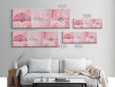 Trio of Elegant Fans Canvas Print, Minimalist Boho Pink Artwork, Oriental Fan Wall Art for Bedroom, Light Pastel Wall Decor Idea