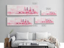 Makeup Art Canvas Print Featuring Lipstick and Nail Polish, Pink Abstract Wall Art for Bedroom or Bathroom Decor, Feminine Gift