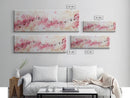 Pink Musical Notes Canvas Print, Rustic Abstract Artwork for Living Room, Nostalgic Art Nouveau Style, Horizontal Wall Art Decor