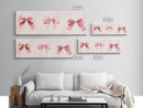 Light Pink Wall Art Canvas Print with Bows Decor, Minimalist Painting, Bedroom Art, Horizontal Abstract Artwork for Living Room