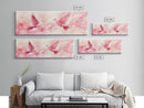 White Doves in Flight Artwork, Framed Canvas Print, Angelic Light Pink Wall Art, Whimsical Bedroom Decor, Feminine Spring Style