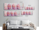 Elegant Cupcakes Canvas Print Horizontal Wall Art Wabi Sabi Art Pink Wall Kitchen Decor Minimalist Bakery Prints