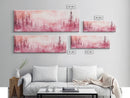 Framed Canvas Print of Enchanting Forest at Dusk Painting with Moody Pink Hues Ideal as Living Room or Guest Room Horizontal Wall Art