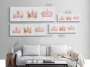 Framed Canvas Print of Elegant Crowns in Pink and Gold Perfect Gift Idea or Dorm Room Light Pink Wall Art with Royal Aesthetic