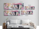 Parisian Cafe Cherry Blossom Painting Framed Canvas Print Extra Wide Art Horizontal Wall Art Rustic Above Sofa Decor