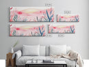 Wildflower Horizon Canvas Print, Light Pink Coastal Landscape Art, Panoramic Wall Art, Above Sofa Decor, Nature-Inspired Artwork