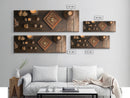 Wabi Sabi Framed Canvas Print Wooden Geometric Art Sacred Geometry Modern Rustic Decor Living Room Unique Gift Idea