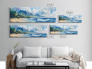 Moody Coastal Seascape Framed Canvas Print - Hawaii Ocean Landscape Painting, Nautical Wall Art, Extra Wide Beach Bedroom Art Decor