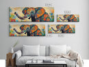 Elephant Wall Art Canvas Print with Colorful Abstract Design, Whimsical Art, African Art, Gift Idea, Bedroom Art, Farmhouse Decor