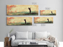 Golf Swing Elegance Framed Canvas Print – Rustic Decor, Golf Art, Panoramic Painting, Horizontal Wall Art, Gift Idea For Him
