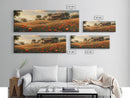 Sunlit Poppy Meadow Framed Canvas Print – Rustic Decor, California Poppy Art, Landscape Painting, Extra Wide Art, Guest Room Art
