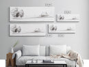 Rustic Farmhouse Framed Canvas Print, Black and White Landscape Art, Above Sofa Wall Art Minimalist Living Room Country Decor
