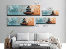 Textured Zen Framed Canvas Print Sand Patterns Stacked Stones Modern Wabi Sabi Minimalist Decor Bedroom Art Idea