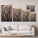 Indian Elephant Art Framed Canvas Print – Kerala Mural Painting, Sacred Geometry Decor, Ganesh Wall Art, Rustic Boho Living Room Art