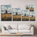 Wheat Field Windmill Framed Canvas Print Rustic Farmhouse Artwork Windmill Wall Art Minimalist Landscape Wall Decor Living Room Art