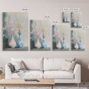 Delicate Vases Framed Canvas Print Wildflower Painting Botanical Prints Minimalist Art Light Pink Wall Art Rustic Decor Gift Idea