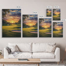 Golf Sunset Canvas Print, Scenic Landscape Painting, Farmhouse Living Room Art, Horizontal Rustic Decor, Gift Idea for Him