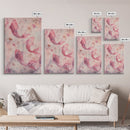 Artistic koi fish painting with framed canvas print, pink abstract art, light pink wall art, gift idea, moody art above bed decor