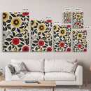 Modern Botanical Framed Canvas Print, Wildflower Pattern Wall Art, Vibrant Floral Art, Living Room Decor, Extra Wide Rustic Decor