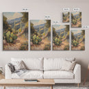 Cactus Bloom Framed Canvas Print Rustic Wall Art Living Room Decor Farmhouse Wall Art Original Painting Gift Idea Landscape Art
