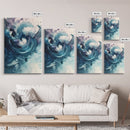 Swirling Teal Abstract Canvas Print Minimalist Coastal Art Modern Zen Wall Decor Living Room Gift Idea Unique Wabi Sabi