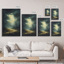Forest at Dusk Framed Canvas Print with Moody Dark Romance Painting, Fall-Inspired Smoky Mountain Art Perfect Above Bed Wall Decor