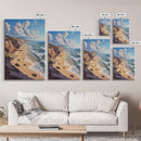 Sunny Beach Landscape Framed Canvas Print Coastal Seascape Painting Nautical Wall Art Gift Idea Bedroom Decor Rustic Nautical Painting