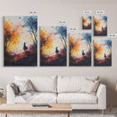 Autumn Whimsical Scene Framed Canvas Print Nature Inspired Art Vibrant Colors Rustic Fall Decor Wildflower Painting Living Room Gift Idea
