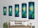Forest Glow, pine tree art, moody art, landscape painting, above sofa art, gift idea for her, Framed Canvas Print