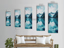 Glacier Lake, mountain painting, blue and green wall art, smoky mountain art, minimalist art, vertical wall art, Canvas Print