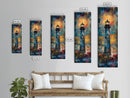 Lighthouse Glow, Moody Seascape, Nautical Painting, Coastal Decor, Sunset Wall Art, Framed Canvas Print, Bedroom Art