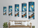 Sailboat, Moonlit Ocean, Nautical Wall Art, Coastal Landscape Art, Seascape Painting, Framed Canvas Print, Above Couch Art